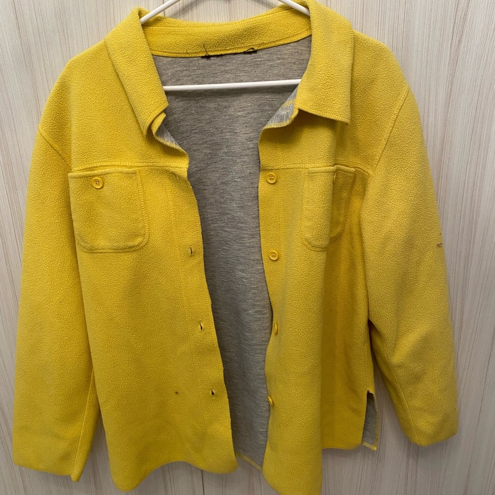 Thrifted Yellow Fleece Button Up.